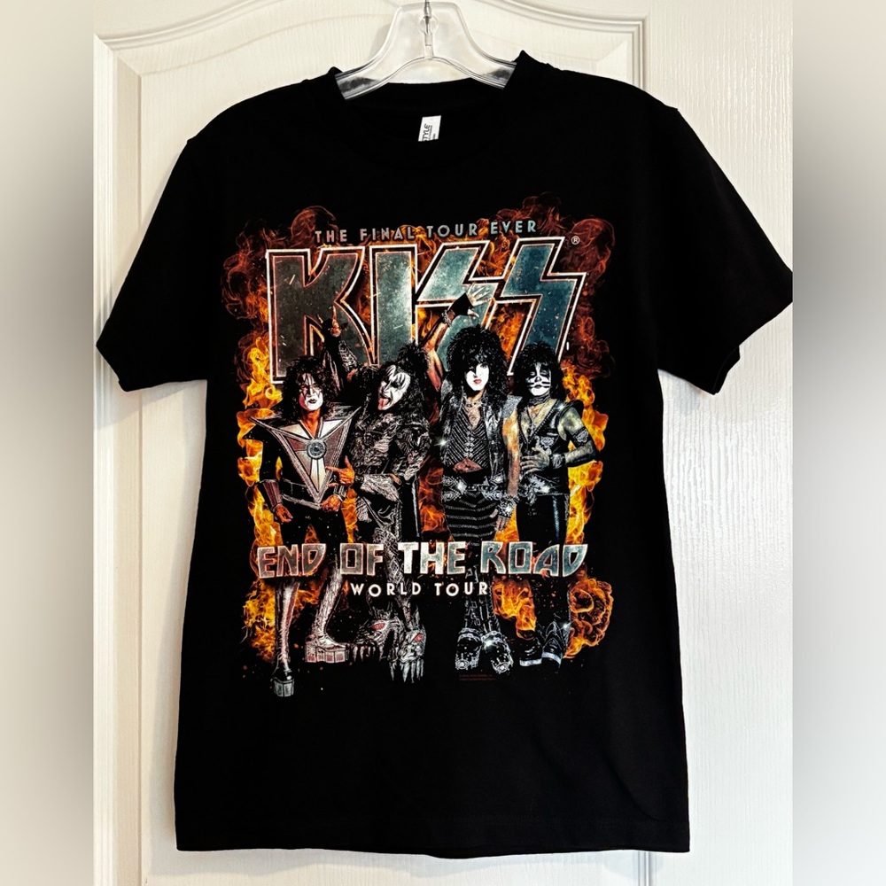 UNISEX KISS Shirt Adult Small  END OF THE WORLD TOUR Black CONCERT T-Shirt Black